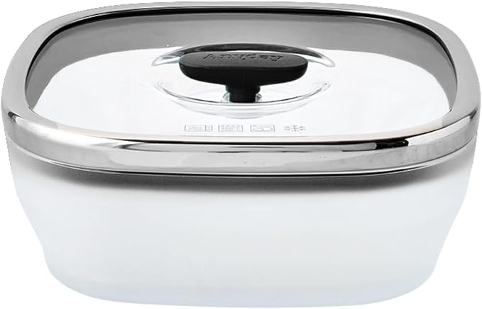 Anyday 5.5-Cup Square Glass Food Storage with Glass Lid | Plastic-Free Meal Prep & Microwave Cookware | Stackable Airtight Storage Container with Vented Lid for Microwave-Safe Reheating