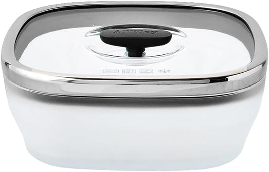 Anyday 5.5-Cup Square Glass Food Storage with Glass Lid | Plastic-Free Meal Prep & Microwave Cookware | Stackable Airtight Storage Container with Vented Lid for Microwave-Safe Reheating