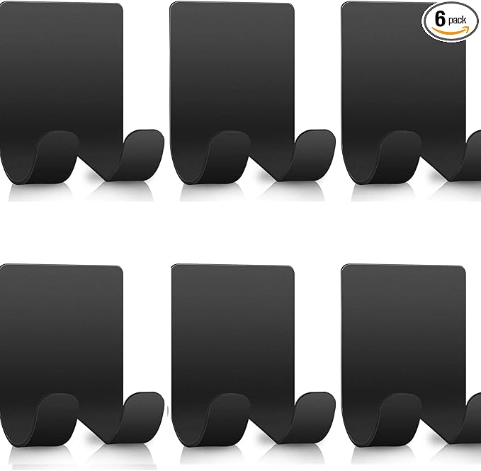 Razor Holder Shaver Hook Hanger Stand for Shower (6 Pack) Self Adhesive Stainless Steel Heavy Duty Utility Storage, Bathroom Kitchen Organizer for Plug Robe Towel Loofah Bathrobe Coat