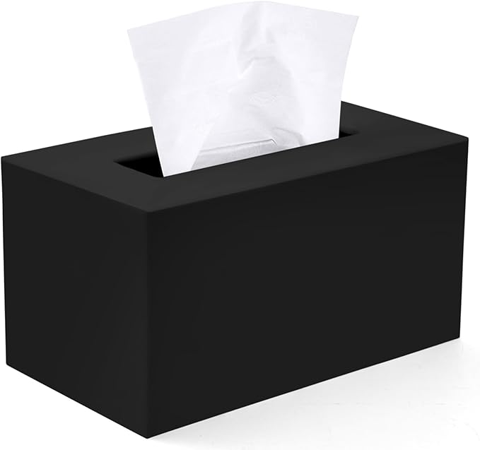 Rectangle Tissue Box Cover | Fits Tall Tissue Boxes | Black Tissue Box Holder for Bathroom | Premium Acrylic Tissue Cover