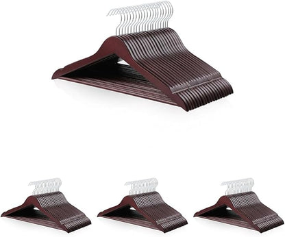 Amazon Basics Durable Wooden Suit Clothes Hangers - Cherry, 80-Pack