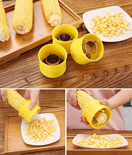 1 Piece Stainless Steel Cob Corn Stripper Corn Remover Stripping Tool Manual Corn Threshing for Removing Kernels from Fresh Corn(Yellow)