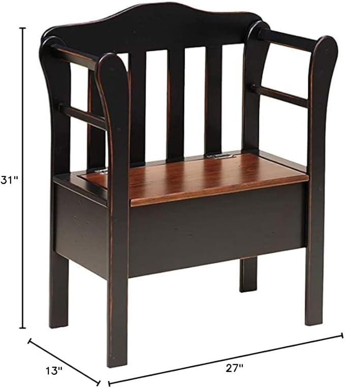 Peaceful Classics Bench with Storage - Small Wooden Storage Bench for Entryway, Hallway, Mudroom, Farmhouse, Bedroom, & Living Room, Amish Handmade Furniture Storage Organizer, Mocha