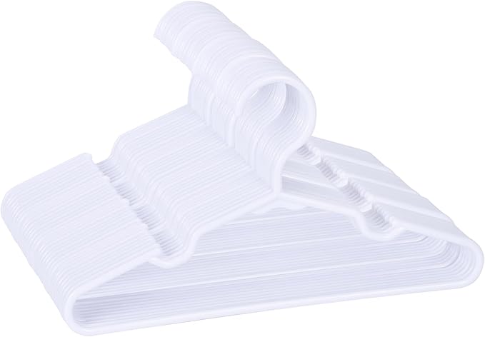 40 Pack White Kids Hangers 11.6 Inch - Baby Clothes Hangers for Toddler & Child, Durable Plastic Children's Hangers for Closet, Pants, Coats, Skirts (Non-Slip, Space-Saving)