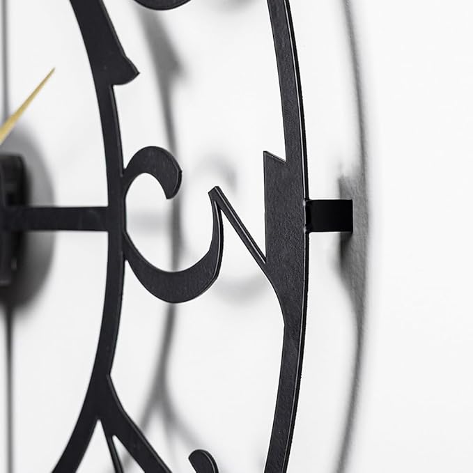 muyika Large Metal Wall Clock | 20 inch Size Silent Battery Operated Large Size Analog Black Wall Clocks | Modern Wall Decor for Living Room Bedroom Kitchen Home Office