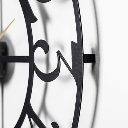 muyika Large Metal Wall Clock | 20 inch Size Silent Battery Operated Large Size Analog Black Wall Clocks | Modern Wall Decor for Living Room Bedroom Kitchen Home Office