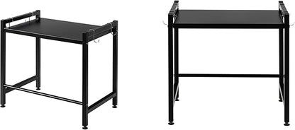 Storage Shelving Unit,2 Tier Microwave Stand with 4 Hooks for Kitchen Garage Pantry Closet Laundry Countertop Organizer (Black),Shelving Unit Bookshelf Utility Shelf,Metal Shelves for Storage.
