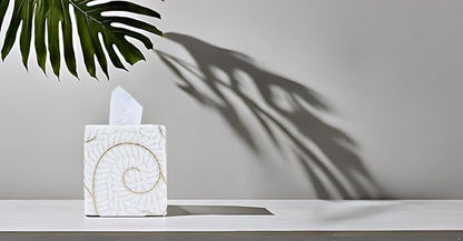 Hymmah Modern Square Tissue Box Cover Holder,Bathroom Accessories Decor Unique Design Tissue Box Cover for Bathroom Vanity Counter Tops Also Great for Bedrooms and Living Rooms