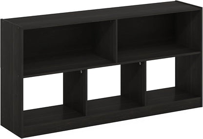 Furinno DALY Book Shelf, 5-Cube Bookshelf, Horizontal Cube Storage Organizer Bookcasde, 10.9 x 47.2 x 23.6, for Living Room, Bedroom, Home Office, Espresso