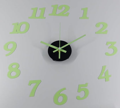 OceeK DIY Wall Clock, Fluorescence Modern Silent Non-Ticking, Battery Operated, 3D Quality Quartz Frameless Wall Closks,8-15" Round