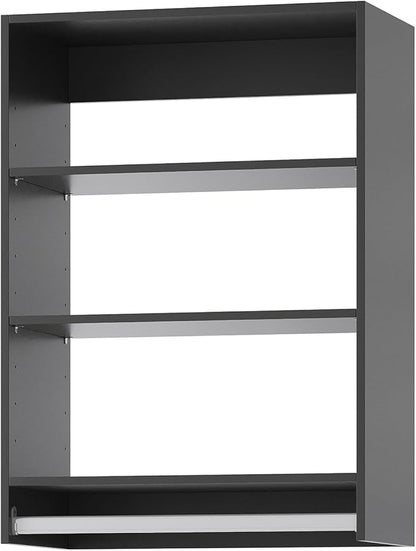 Medium Double Hanging Closet Unit, Modular Closet System, Wood Closet System Organizer with Storage for Walk in Closets, Clothing Rack Closet for Hanging Clothes, Bedroom, Black, 19.5" W