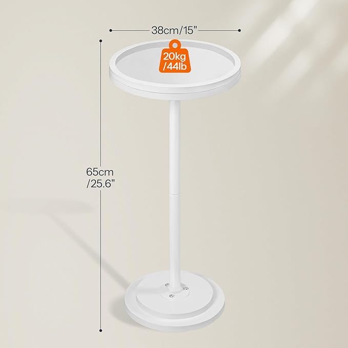 HOOBRO Small Round Side Tables, Set of 2, Drink Tables, Coffee Martini Tables with Pedestal Accent for Small Spaces in Living Room, Bedroom, Sofa Couch, White WW168BZP201