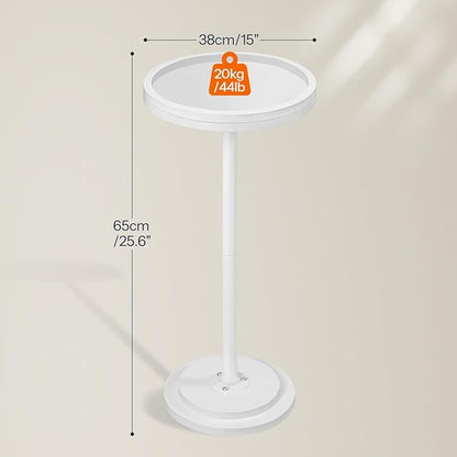 HOOBRO Small Round Side Tables, Set of 2, Drink Tables, Coffee Martini Tables with Pedestal Accent for Small Spaces in Living Room, Bedroom, Sofa Couch, White WW168BZP201