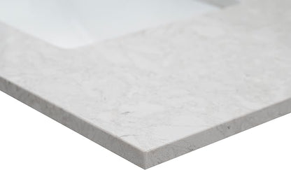 MSI Drifting Fog Vanity Top with Under Mount Rectangle Ceramic Sinks, Engineered Marble Stone, 4" CC Faucet Holes, 37"X22"