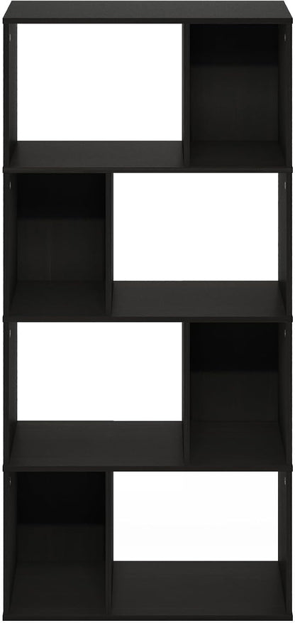 Furinno DALY Book Shelf, 8-Cube Bookshelf, Cube Storage Organizer Bookcase with Irregular Compartments, 11.7 x 23.6 x 49, for Living Room, Bedroom, Home Office, Espresso