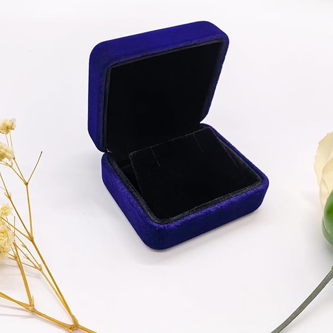 GBYAN 2 Pieces Velvet Earring Box,Stud Earring Gift Box,Jewelry Display Case for Proposal,Engagement,Wedding and Birthday,Blue
