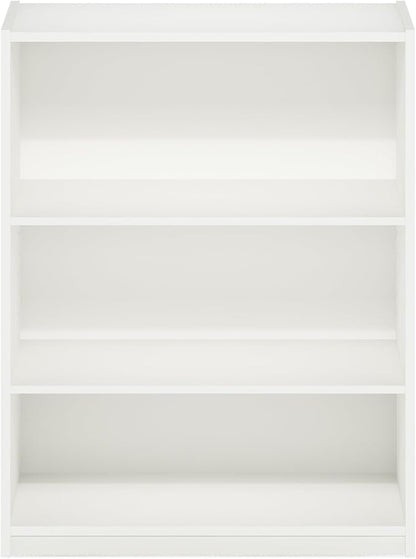 Furinno GEHRY Book Shelf, 3-Tier Bookshelf, Bookcase with Adjustable Shelves, 11.6 x 24.8 x 31.6, for Living Room, Bedroom, Home Office, White