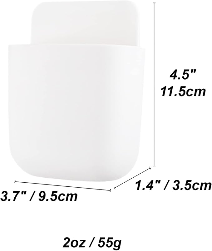 3 Pcs Remote Control Holder, Wall Mount Pen Holder Hole-Free Self Adhesive Phone Charging Organizer Pencil Storage Containers for Home Office School Supply Orgaizer (White