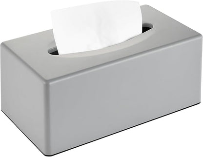 Y-in Hand Tissue Box Cover, Rectangular Facial Tissue Holder with Bottom, Decorative Storage Box for Bathroom Vanity, Toilet Tank, Car, Dressers, Night Stand, Rv, Parlors and Offices - Grey