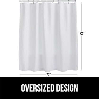 GORILLA GRIP Waffle Shower Curtain, Thick Weighted Fabric, Wrinkle and Rust Resistant, Classic Hotel Quality Design, Heavy Duty Long Curtains for Bathroom Showers, Bath Tubs, Machine Wash, 72x72 White