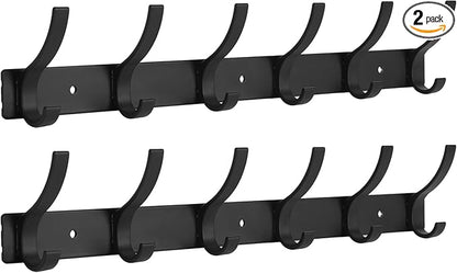 Coat Rack Wall Mount, Wall Hooks for Hanging, Entry Coat Hooks Coat Hanger, Hat Rack Holder for Wall, Key Holder Purse Racks, Towel Rack for Bathrooms (2 Pack, Black)