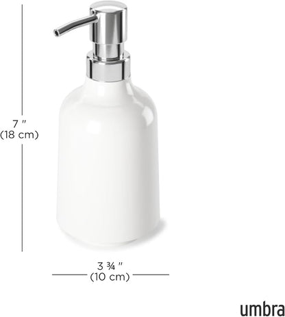 Umbra Step 13 oz (384 ml) Liquid Soap Pump Dispenser, Also Works with Hand Sanitizer, Easy to Refill, White