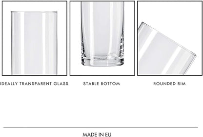 Krosno Tall Water Juice Drinking Highball Glasses, Set of 6 pieces, 6.8 oz, Pure Collection,Ideal for Everyday Use, Drinking Glasses, Dishwasher Safe, Made in Europe