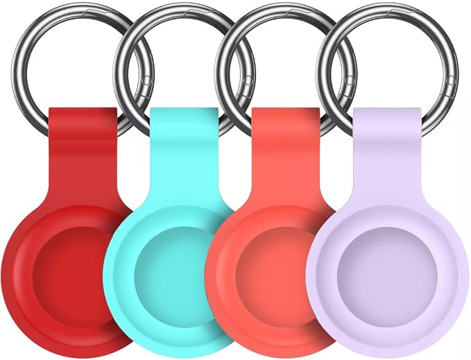Compatible with AirTag Holder Case Keychain 4 Pack, for AirTag 1st & 2nd Generation Key Chain Ring Case Cover for Air Tag Holder GPS Tracker Item Air Tags Finders Air Tagholder for Kids,Bags,Luggages
