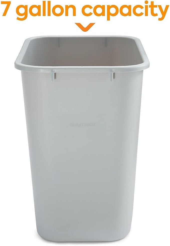COASTWIDE Professional™ Indoor Trash Can Without Lid, Gray Soft Molded Plastic, 7 Gallon