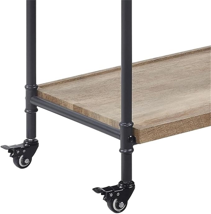 Acme Brantley Serving Cart with 3 Wooden Shelves in Oak and Sandy Black