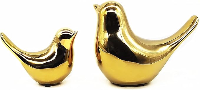 Fannuoncc Small Animal Birds Statues Home Decor Modern Style Gold Decorative Ornaments for Living Room, Bedroom,Cabinets, Office Desktop (2 Pack)