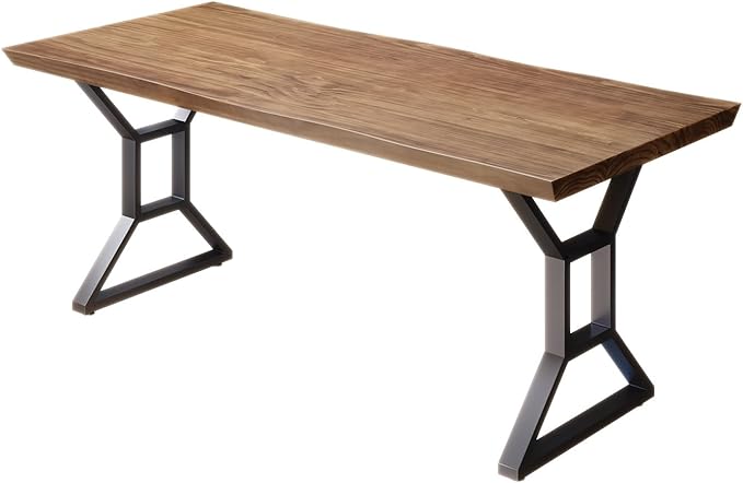 55-Inch Modern Solid Wood Desk with Thickened Metal Frame - Large Long Study Writing Table for Home Office, Adjustable Screw-in feet