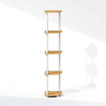 Furinno Turn-N-Tube Storage Shelves, 5-Tier Book Shelf, Corner Shelf, Toolless Open Shelves, for Organization and Storage, Living Room, Home Office, Hallway, Bedroom, Beech