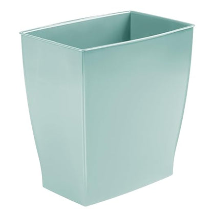 iDesign Small Plastic Bathroom Trash Can, Slim Rectangle Garbage Bin for Bedroom, Office, Dorm, Soft Aqua Blue