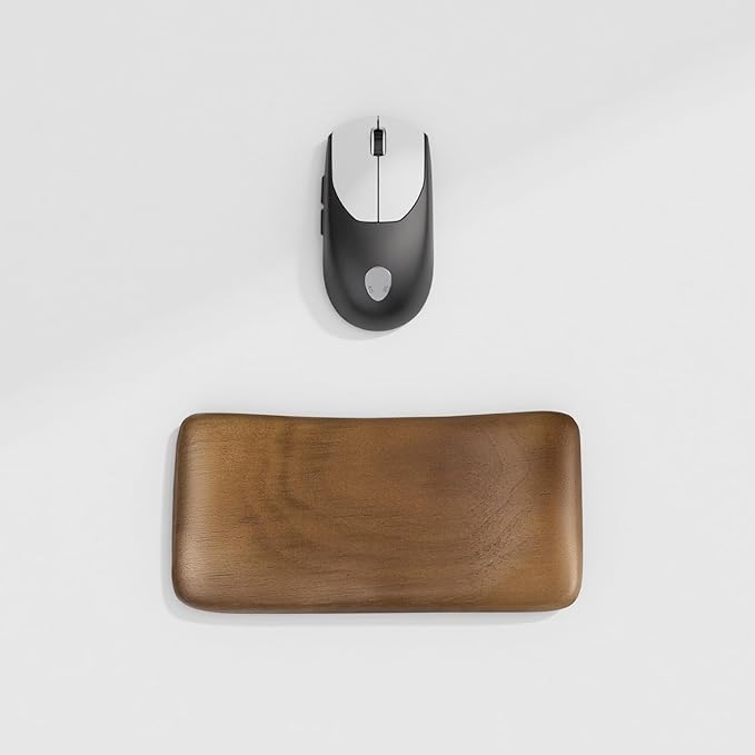 Walnut Wooden Wrist Rest for Mouse or One-Hand Keyboard | Ergonomic Design for Wrist Pain Relief, Smooth No Odor and Easy to Clean, Support Wrist to Coding Typing and Playing
