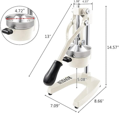 ROVSUN Commercial Grade Citrus Juicer Hand Press Manual Fruit Juicer Juice Squeezer Citrus Orange Lemon Pomegranate (White)