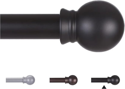 Thestoa Curtain Rods for Windows 30-62 Inch, 5/8" Matte Black Curtain Rods, Stainless Steel Small Curtain Rod for Bedroom, Living Room,Kitchen,Farmhouse, Outdoor Curtain rod Black