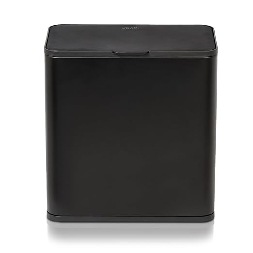 Glad Roomate Under Counter Trash Can - Space Saving Stainless Steel Waste Bin with Dual Lid and Clorox Protection - Small Black Trash Can for Kitchen Cabinet, Under Sink, or Bathroom, 1.5 Gallon (6L)