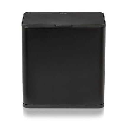 Glad Roomate Under Counter Trash Can - Space Saving Stainless Steel Waste Bin with Dual Lid and Clorox Protection - Small Black Trash Can for Kitchen Cabinet, Under Sink, or Bathroom, 1.5 Gallon (6L)