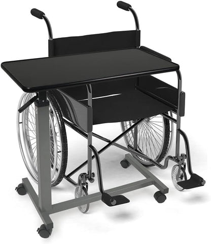 Vaunn Medical Cart Pneumatic Adjustable Overbed Table with Wheels – Rolling Bedside Table for Hospital, Portable Standing Cart & Laptop Desk for Bed, Couch, Wheelchair