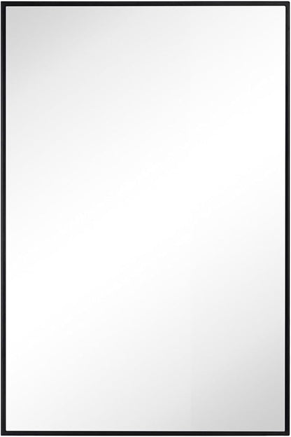 TEHOME 20'' x 30'' Black Recessed and Surface Mount Bathroom Medicine Cabinet with Mirror Matt Black Square Cornered Metal Framed Rounded Rectangle Medicine Cabinet Mirror