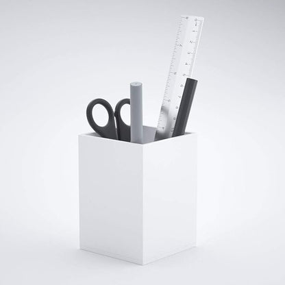 NIUBEE White Acrylic Pen Holder 2 Pack, Desktop Pencil Cup Stationery Organizer for Office Desk Accessory
