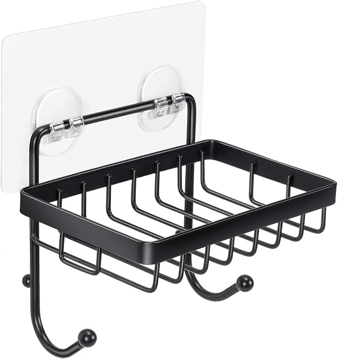 ODesign Soap Dish Sponge Holder with Hook for Bathroom Shower Kitchen Wall Mounted Rustproof Stainless Steel