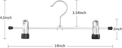 14Inch Pants Hangers with Clips 50 Pack Adjustable Skirt Hangers for Women Non-Slip Shorts Trousers Hanger for Jeans Clothes Hanger for Pants Heavy Duty Space Saving,Black