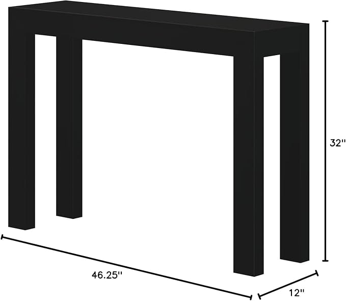 Plank+Beam Modern Solid Wood Console Table, 46 Inch, Sofa Table, Narrow Entryway Table for Hallway, Behind The Couch, Living Room, Foyer, Easy Assembly, Black