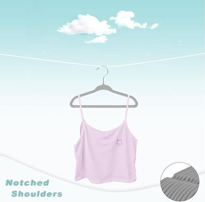 BAGAIL 50 Pack Kids Velvet Hangers 11 Inches Children's Clothes Hangers Non-Slip Baby Hangers for Infant/Toddler (Grey)