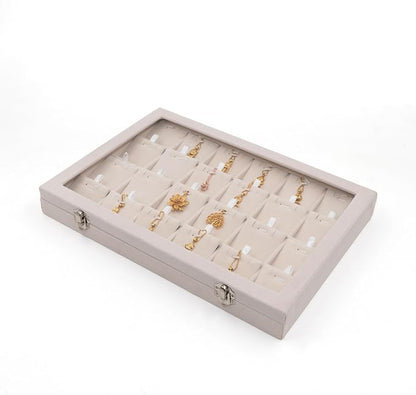 Jewelry Box Necklace Organizer Tray (Beige) Necklace Display Case for Storage Jewelry Necklaces Display Stand 24 Slot Pendant Holder for Women