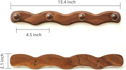 Wood Coat Rack Wall Mount - 4Pack Walnut Coat Hooks for Hanging Clothes,Keys, Robes,Purse,Towels,Bags,Backpack, Modern Decorative Wall hooks Heavy Duty Hanger Organizer for Bathroom,Entryway & Bedroom