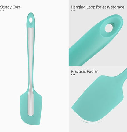 U-Taste 11.38" Silicone Baking Spatula: 480ºF Heat Resistant Food Grade Flexible Rubber Kitchen Bowl Scraper, Seamless Pastry Spreader for Mixing Stirring Scraping in Nonstick Cookware (Aqua Sky)
