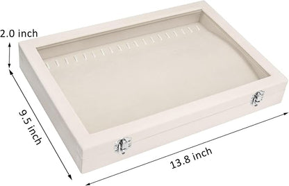 Vicoter Velvet Necklace Display Jewelry Tray 20 Hook Necklace Tray Necklace Pendant Jewelry Tray for Women and Girls